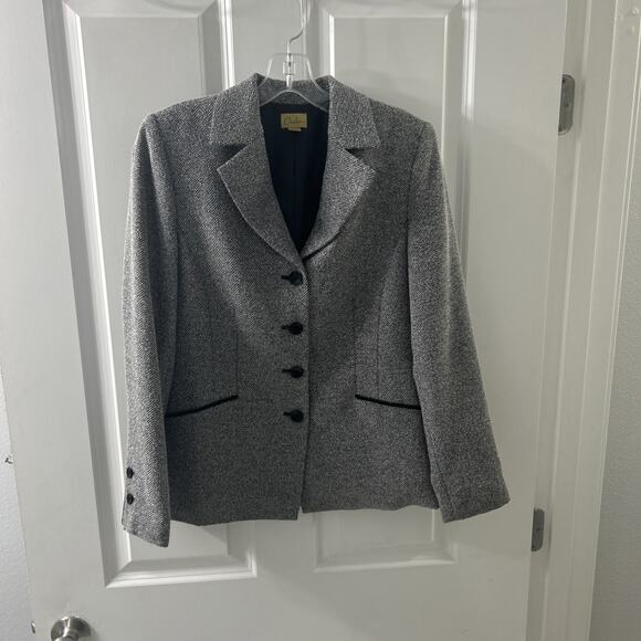 Caslon Blazer Women's S Tweed Black and White Open Front Pockets Career Jacket - Picture 1 of 5